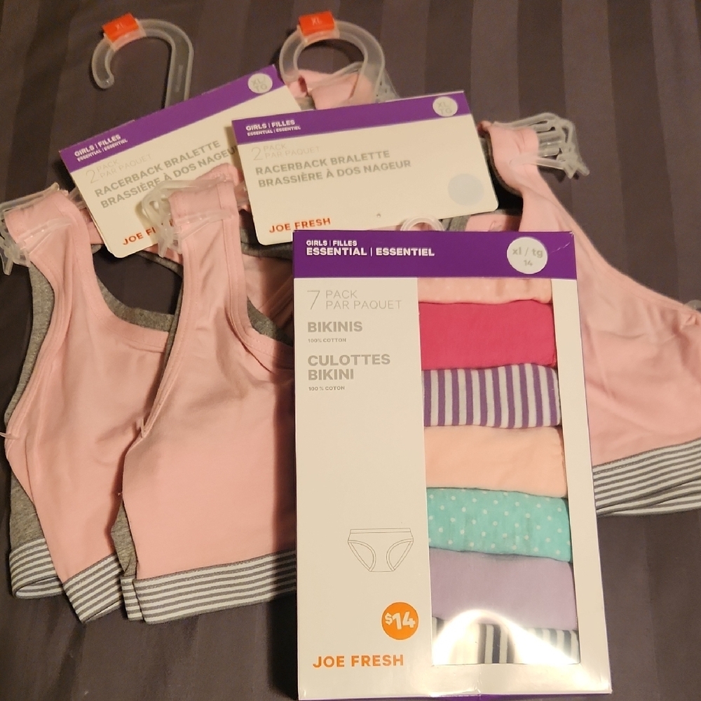 Joe Fresh girls Racerback Bralette and Bikini Bundle, XL/14